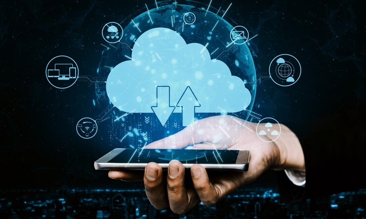 Foto tecnología de computación en nube y almacenamiento de datos en línea para redes empresariales