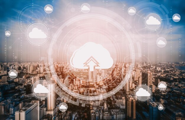Tecnología de computación en nube y almacenamiento de datos en línea para redes empresariales