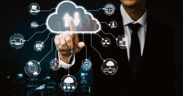 Tecnología de computación en nube y almacenamiento de datos en línea para redes empresariales