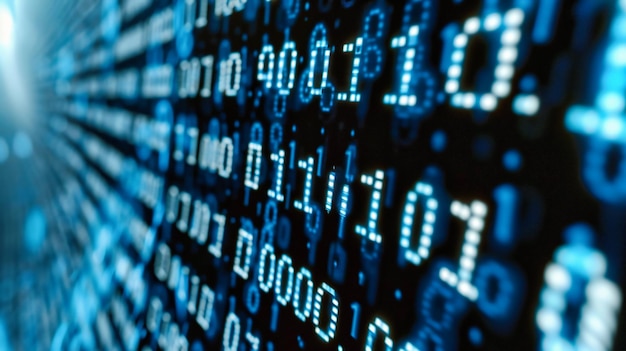 Tecnología Computadora binaria de dígitos y datos de codificación azul Internet Abstracto con programa de red de información de fondo