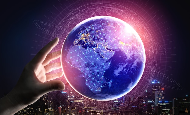 Tecnología de comunicación 5G Red de Internet inalámbrica para el crecimiento empresarial global