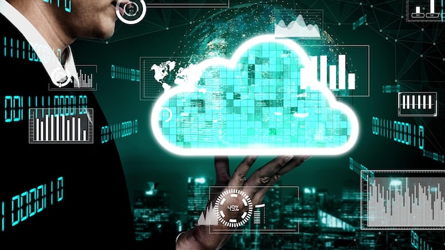 Tecnología conceptual de computación en nube y almacenamiento de datos para la innovación futura