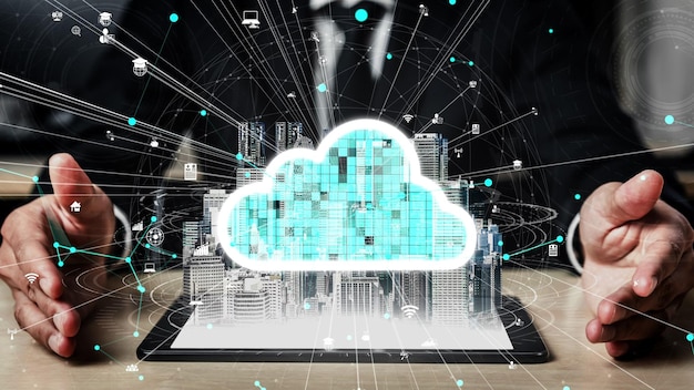 Tecnología conceptual de computación en nube y almacenamiento de datos para la innovación futura