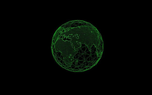 Tecnología de conexión de datos de red abstracta Ilustración 3d del mundo de la tierra de fondo digital