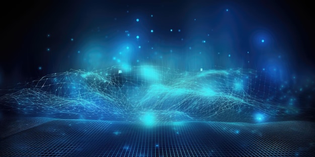 Tecnología de conexiones de red sobre fondo azul oscuro IA generativa AIG21