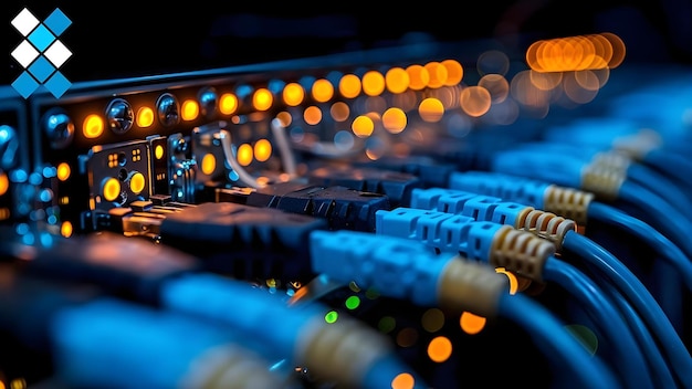 Foto tecnología configuración del servidor configuración de los cables y conectores de los equipos de red concepto hardware de red configuracion del servidor centro de datos configuracion de la infraestructura de ti gestión de cables