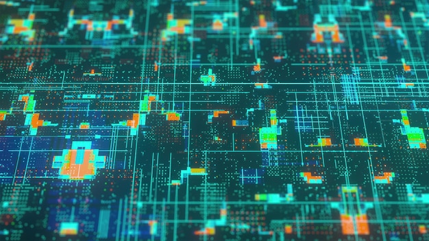Tecnología cyberpunk de fondo generada por computadora