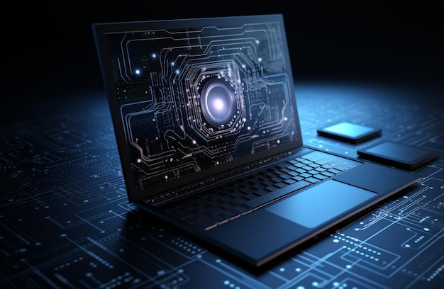 Tecnologia da informação com fundo de laptop