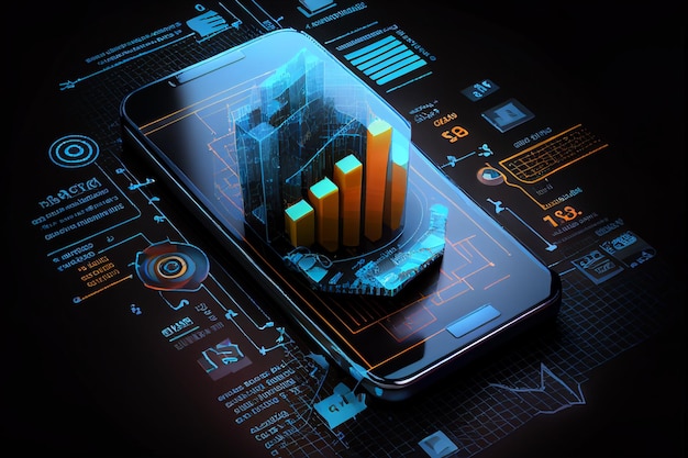 Tecnologia de aplicação com um gráfico de negócios