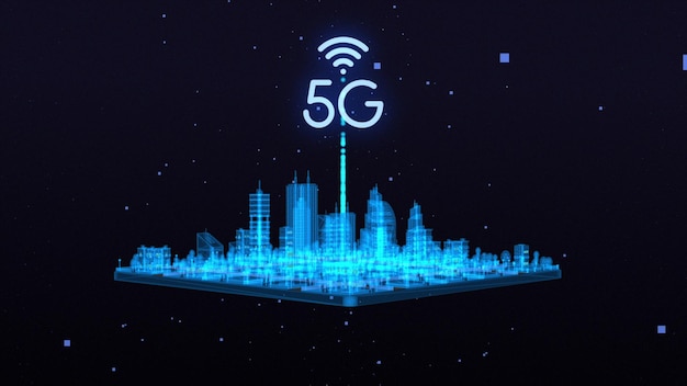 Tecnologia de comunicação de rede de internet de alta velocidade 5G Ciberespaço digital de cidade inteligente