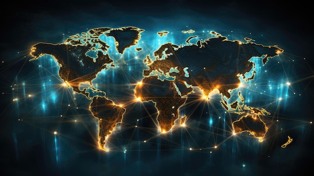 Tecnologia de conexão de mapa mundial Imagem gerada por IA