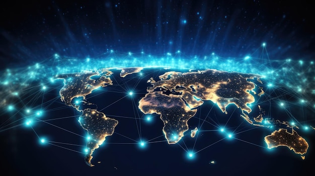 Tecnologia de conexão de mapa mundial Imagem gerada por IA