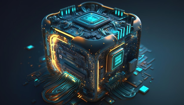 Foto tecnologia de cubo de computador cpu abstrato ai gerar