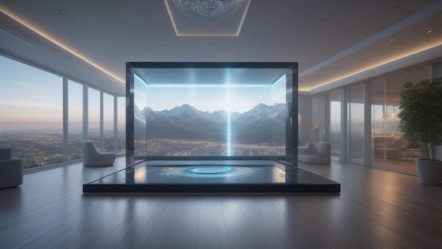 Tecnologia de design de interiores de holograma 3D futurista gerada por IA