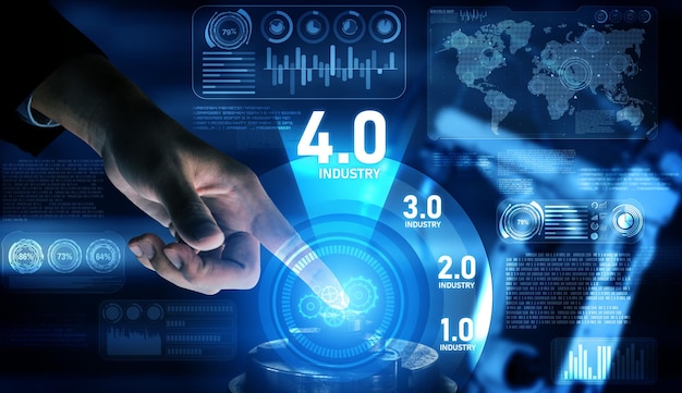 Tecnologia de engenharia e conceito de fábrica inteligente da indústria 4.0