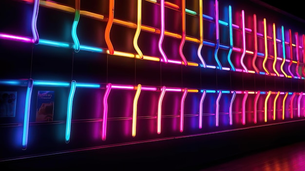 Foto tecnologia de fundo de luzes neon generativa ai