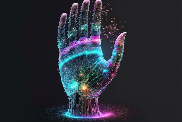 Tecnologia de IA holográfica de mão digital inteligente