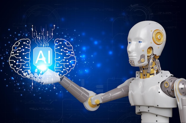 Tecnologia de Inteligência Artificial robô inteligente AI transformação de tecnologia futurista artificial