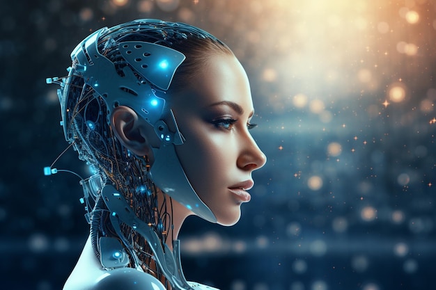 Tecnologia de inteligência artificial robô inteligente ai transformação de tecnologia futurista artificial