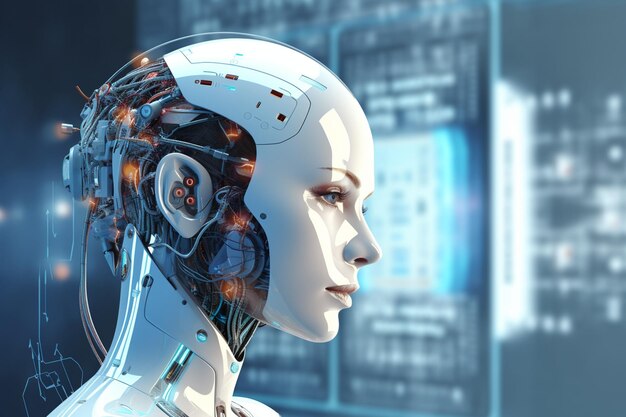 Tecnologia de inteligência artificial robô inteligente ai transformação de tecnologia futurista artificial