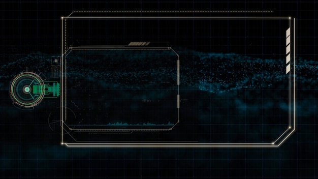 Tecnologia de interface HUD, display futurístico de holograma com espaço central para texto ou conteúdo