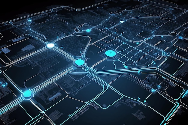 Tecnologia de mapas digitais circuito abstrato conceito de vetor de fundo design de alguns elementos