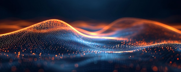 Tecnologia de partículas de onda de fundo curva azul tecnologia de negócios sentido de big data de fundo