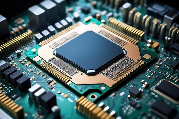 Tecnologia de placa de circuito Processadores de computador central Conceito de CPU Placa-mãe chip digital