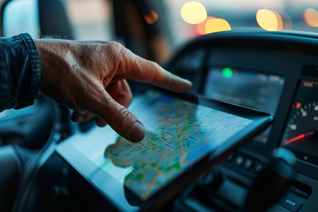 Foto tecnologia de rastreamento gps em tempo real em tablets para a gestão da frota