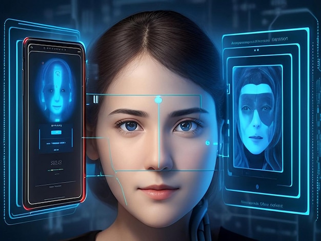 Foto tecnologia de reconhecimento de computadores reconhecimento facial acesso em linha a dados empresariais
