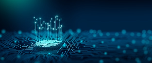 Tecnologia de segurança do futuro a varredura de impressão digital fornece acesso de segurança no dof