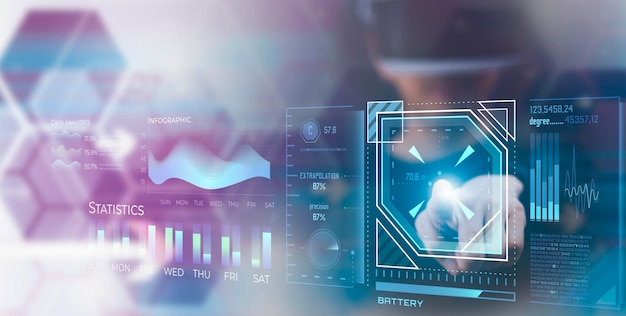 Tecnologia de tela sensível ao toque manual do mercado de ações ou gráfico de negociação forex e gráfico de velas adequado para o conceito de investimento financeiro Fundo de tendências de economia para ideia de negócio e todo o design de arte