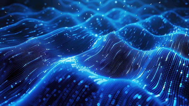 Tecnología digital brillante azul fondo de patrón giratorio ondulado de alta tecnología futurista