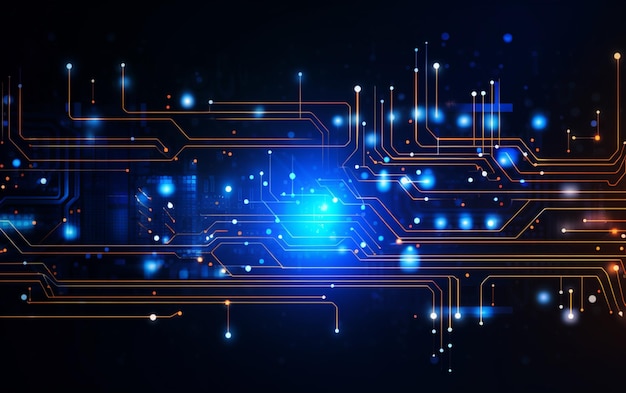 Tecnología digital estandarte futurista con líneas de circuito