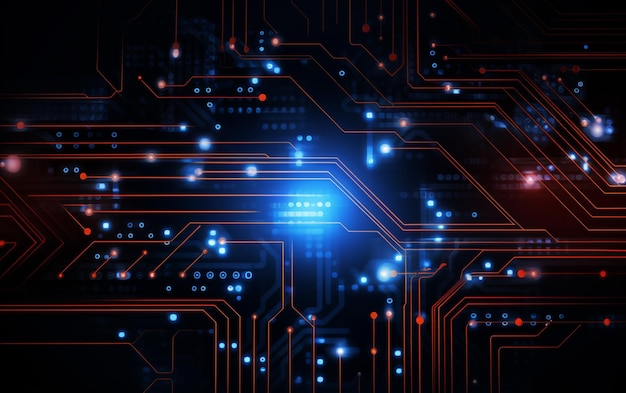 Tecnología digital estandarte futurista con líneas de circuito