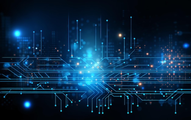 Tecnología digital estandarte futurista con líneas de circuito