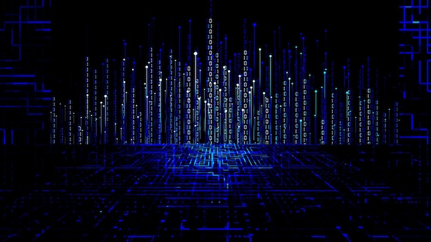 Tecnología digital de procesamiento 3D para espacio de circuito de placa de circuito de color neón