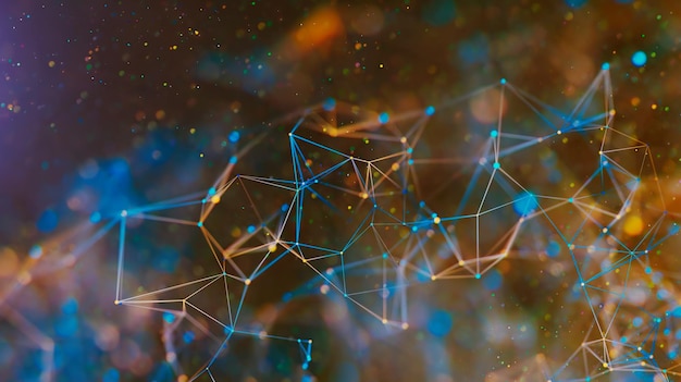 Tecnología digital Scifi con red de conexión de línea y fondo gráfico de datos