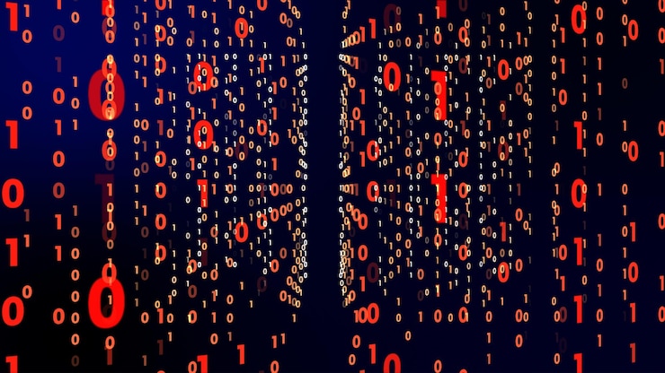 Foto tecnología digital con trayectoria de luz de dígitos binarios en datos de línea tecnología de datos futuros del concepto de programación cibernética 101