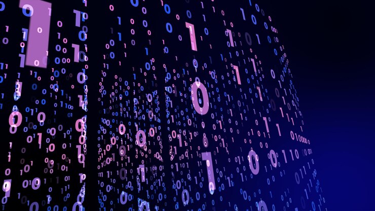 Foto tecnología digital con trayectoria de luz de dígitos binarios en datos de línea tecnología de datos futuros del concepto de programación cibernética 101