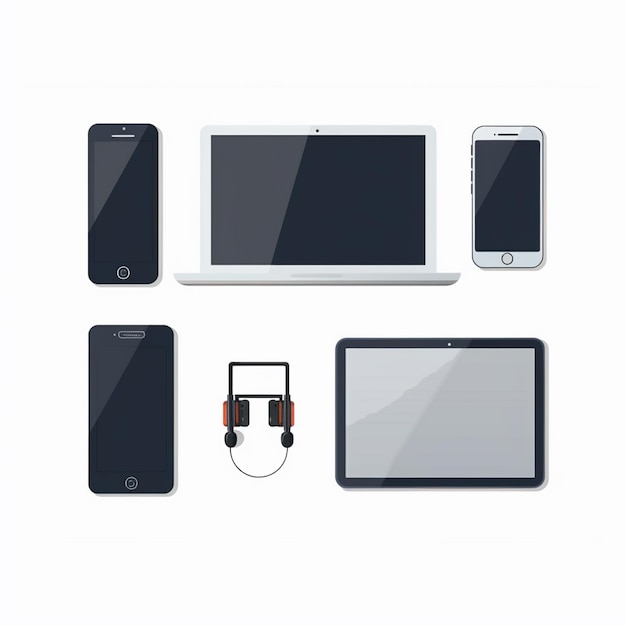 tecnología dispositivo gadget ilustración vectorial diseño electrónico equipo digital 3D headph