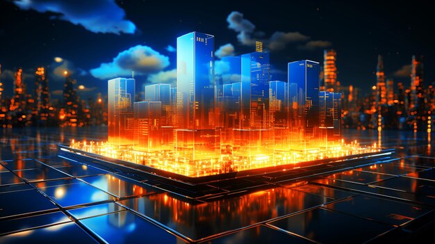 Tecnología electrónica de ciberseguridad e información de la ciudad futurista integrada digitalmente