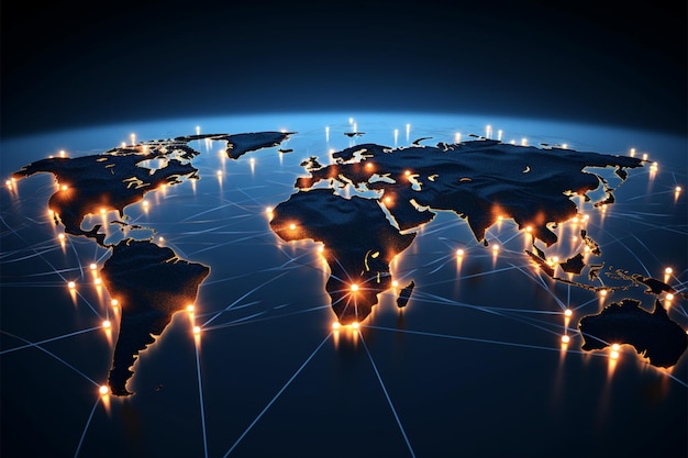 La tecnología se encuentra con el mundo con un telón de fondo de conexión de red global