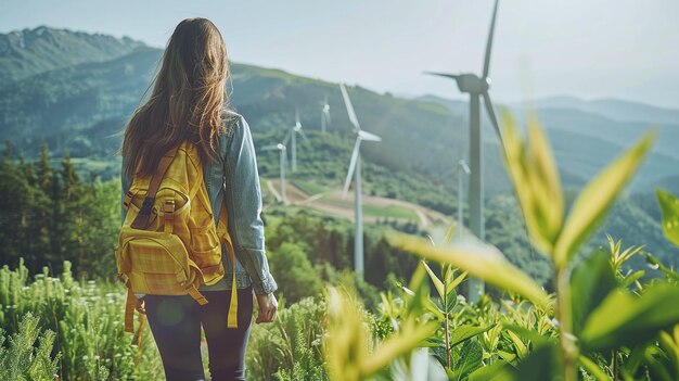 Foto tecnología eólica recursos sostenibles para la generación de energía limpia