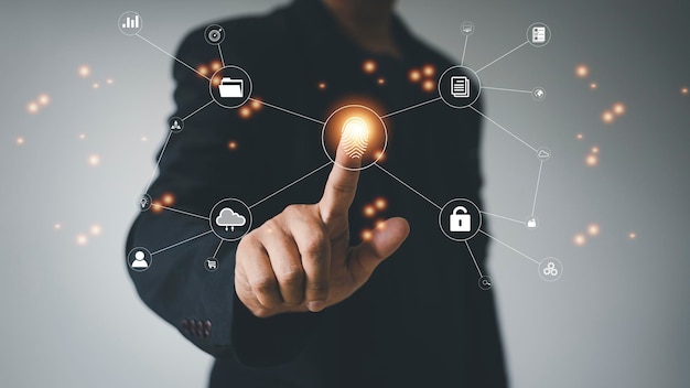 La tecnología de escaneo de huellas dactilares proporciona seguridad transformación digital gestión del cambio nueva tecnología big data y estrategia de procesos comerciales automatizar la operación gestión del servicio al cliente