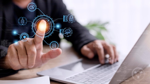 La tecnología de escaneo de huellas dactilares proporciona seguridad transformación digital gestión del cambio nueva tecnología big data y estrategia de procesos comerciales automatizar la operación gestión del servicio al cliente
