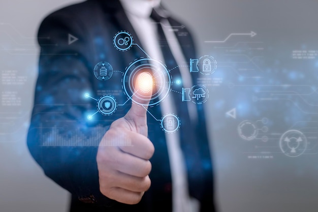 La tecnología de escaneo de huellas dactilares proporciona seguridad transformación digital gestión del cambio nueva tecnología big data y estrategia de procesos comerciales automatizar la operación gestión del servicio al cliente