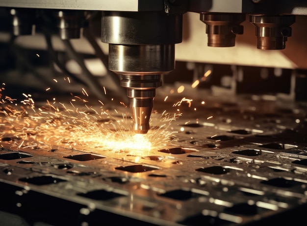 Tecnología de fabricación de procesamiento de corte por láser industrial de material de acero de chapa plana con chispas