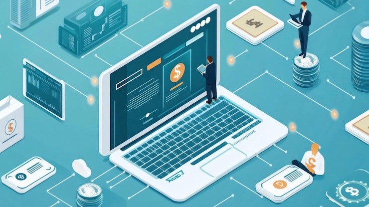 Foto tecnología financiera en línea transacciones de dinero digital sistema bancario