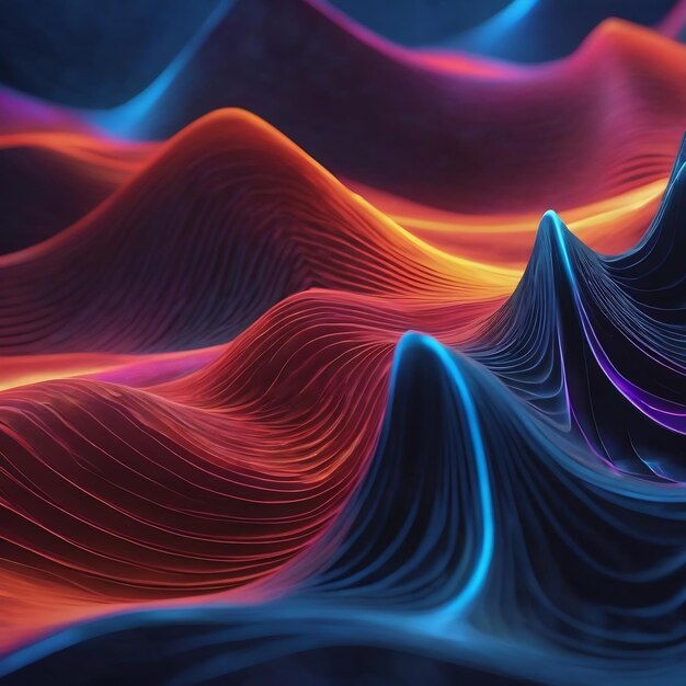 Foto tecnología fondo abstracto visualización de grandes datos onda digital futurista en fondo azul 3d